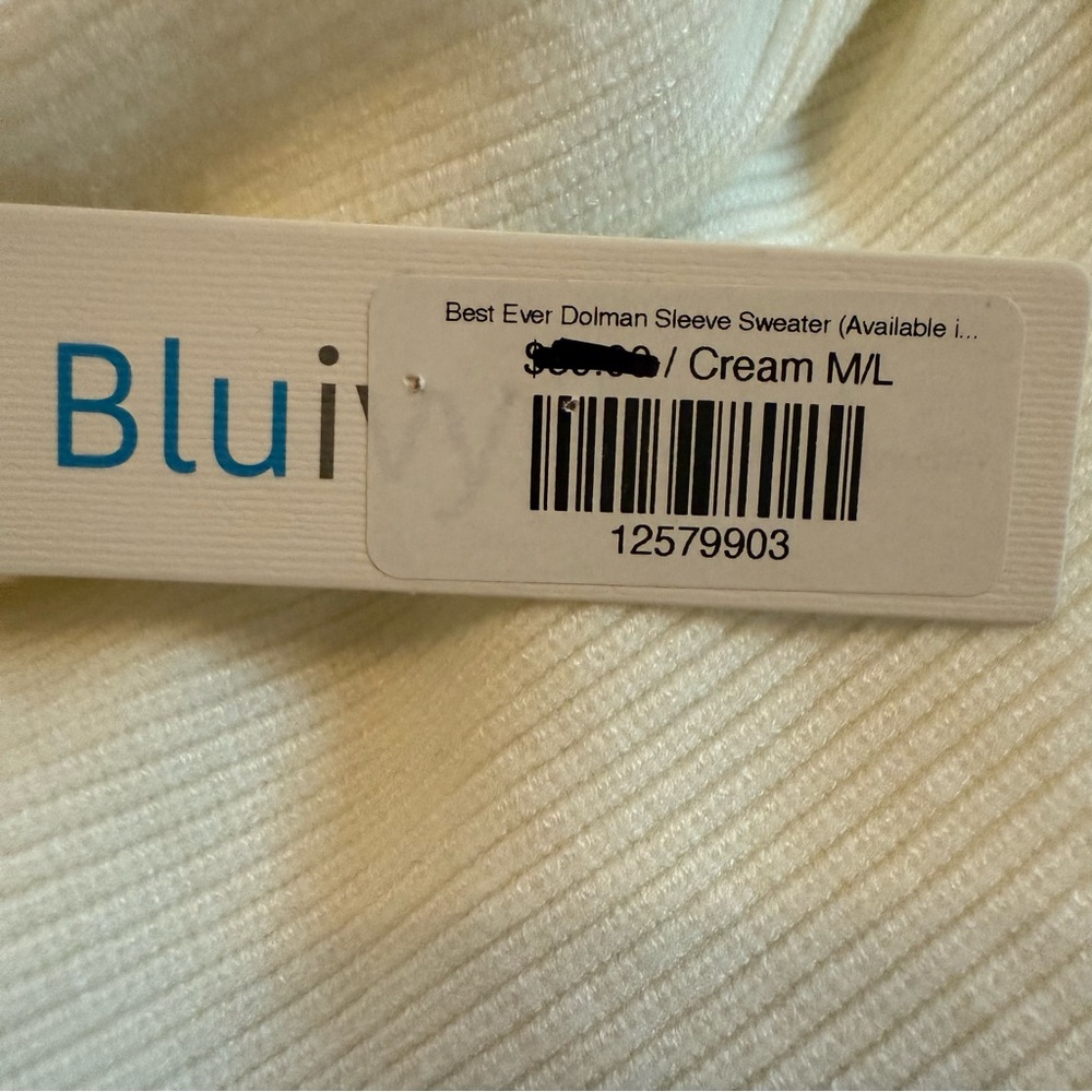 NWT Bluivy Cream White Women's Dolman Sleeve Sweater Size M/L - Picture 7 of 9